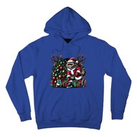 Santa Exotic Shorthair Cat Playing Hockey Christmas Gift Hoodie