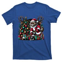 Santa Exotic Shorthair Cat Playing Hockey Christmas Gift T-Shirt