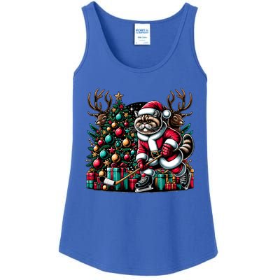 Santa Exotic Shorthair Cat Playing Hockey Christmas Gift Ladies Essential Tank