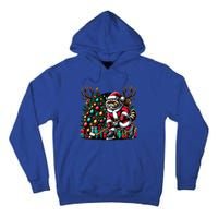 Santa Exotic Shorthair Cat Playing Hockey Christmas Gift Tall Hoodie