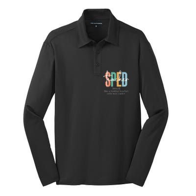 Special Education Sped Teacher Definition Silk Touch Performance Long Sleeve Polo