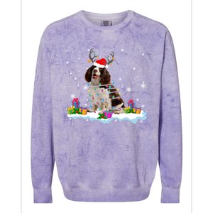 Santa English Springer Spaniel Christmas Santa Reindeer Dog Great Gift Colorblast Crewneck Sweatshirt