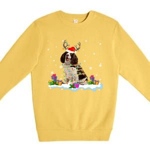 Santa English Springer Spaniel Christmas Santa Reindeer Dog Great Gift Premium Crewneck Sweatshirt