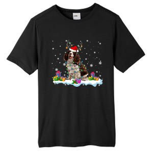 Santa English Springer Spaniel Christmas Santa Reindeer Dog Great Gift Tall Fusion ChromaSoft Performance T-Shirt