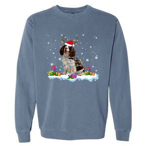 Santa English Springer Spaniel Christmas Santa Reindeer Dog Great Gift Garment-Dyed Sweatshirt