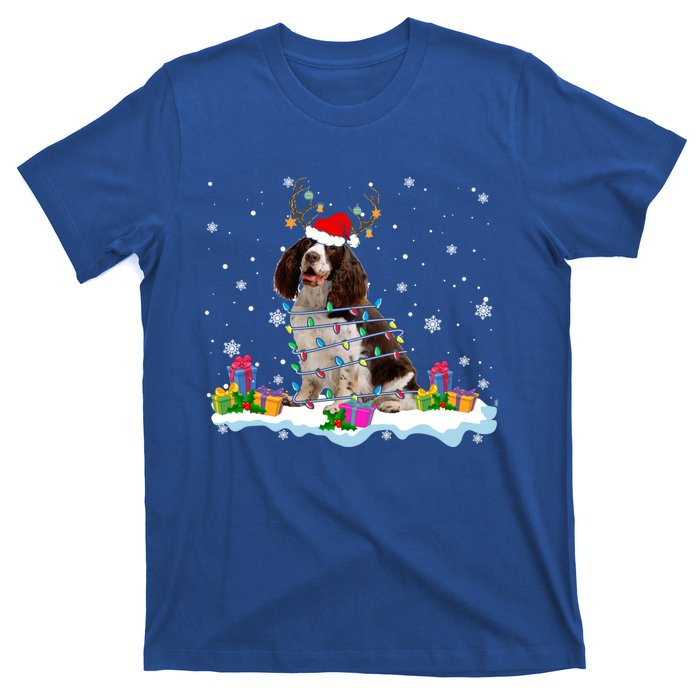 Santa English Springer Spaniel Christmas Santa Reindeer Dog Great Gift T-Shirt