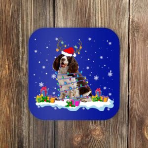 Santa English Springer Spaniel Christmas Santa Reindeer Dog Great Gift Coaster