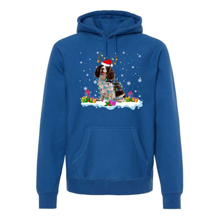 Santa English Springer Spaniel Christmas Santa Reindeer Dog Great Gift Premium Hoodie