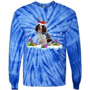 Santa English Springer Spaniel Christmas Santa Reindeer Dog Great Gift Tie-Dye Long Sleeve Shirt