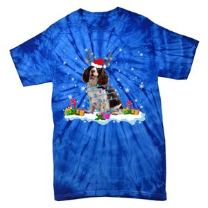 Santa English Springer Spaniel Christmas Santa Reindeer Dog Great Gift Tie-Dye T-Shirt