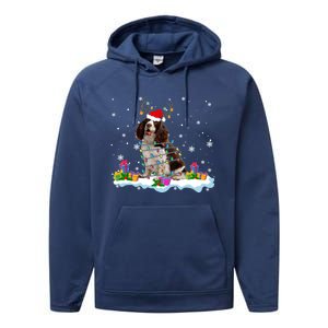 Santa English Springer Spaniel Christmas Santa Reindeer Dog Great Gift Performance Fleece Hoodie