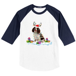 Santa English Springer Spaniel Christmas Santa Reindeer Dog Great Gift Baseball Sleeve Shirt