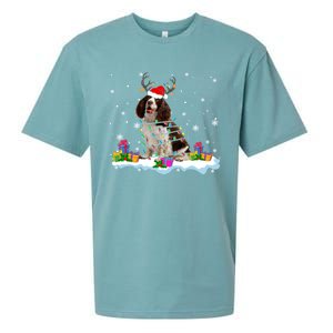 Santa English Springer Spaniel Christmas Santa Reindeer Dog Great Gift Sueded Cloud Jersey T-Shirt