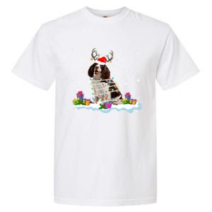 Santa English Springer Spaniel Christmas Santa Reindeer Dog Great Gift Garment-Dyed Heavyweight T-Shirt