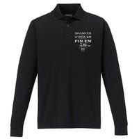 Smash Em Stack Em Pin Em Performance Long Sleeve Polo