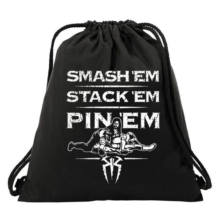 Smash Em Stack Em Pin Em Drawstring Bag