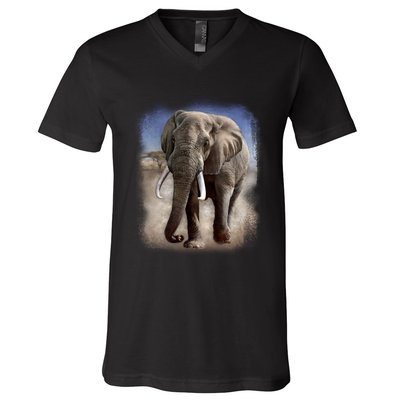 Safari Elephant V-Neck T-Shirt