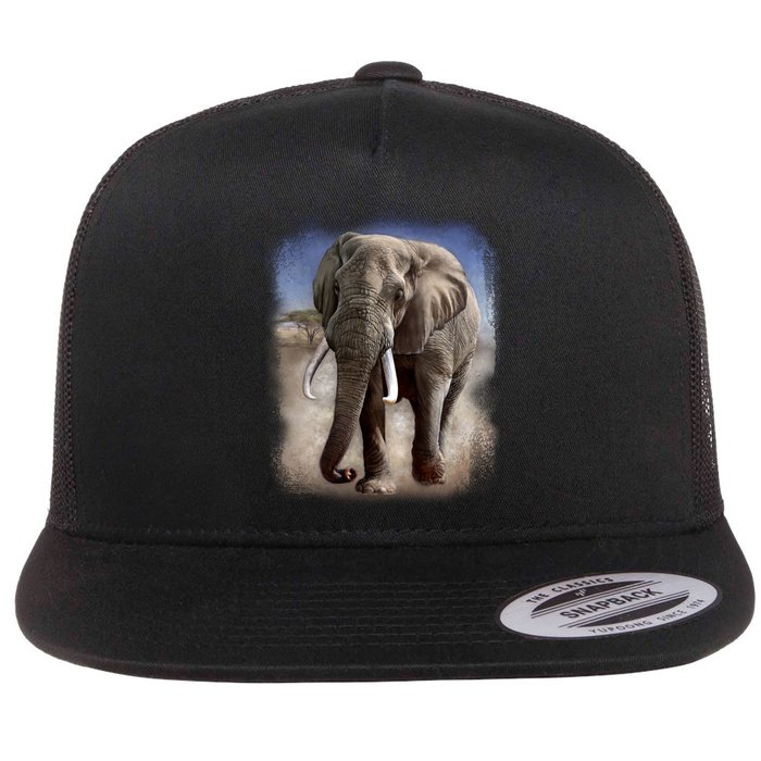 Safari Elephant Flat Bill Trucker Hat