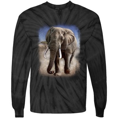 Safari Elephant Tie-Dye Long Sleeve Shirt