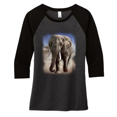 Safari Elephant Women's Tri-Blend 3/4-Sleeve Raglan Shirt