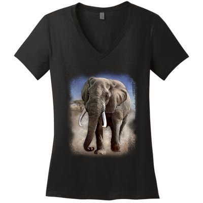 Safari Elephant Women's V-Neck T-Shirt