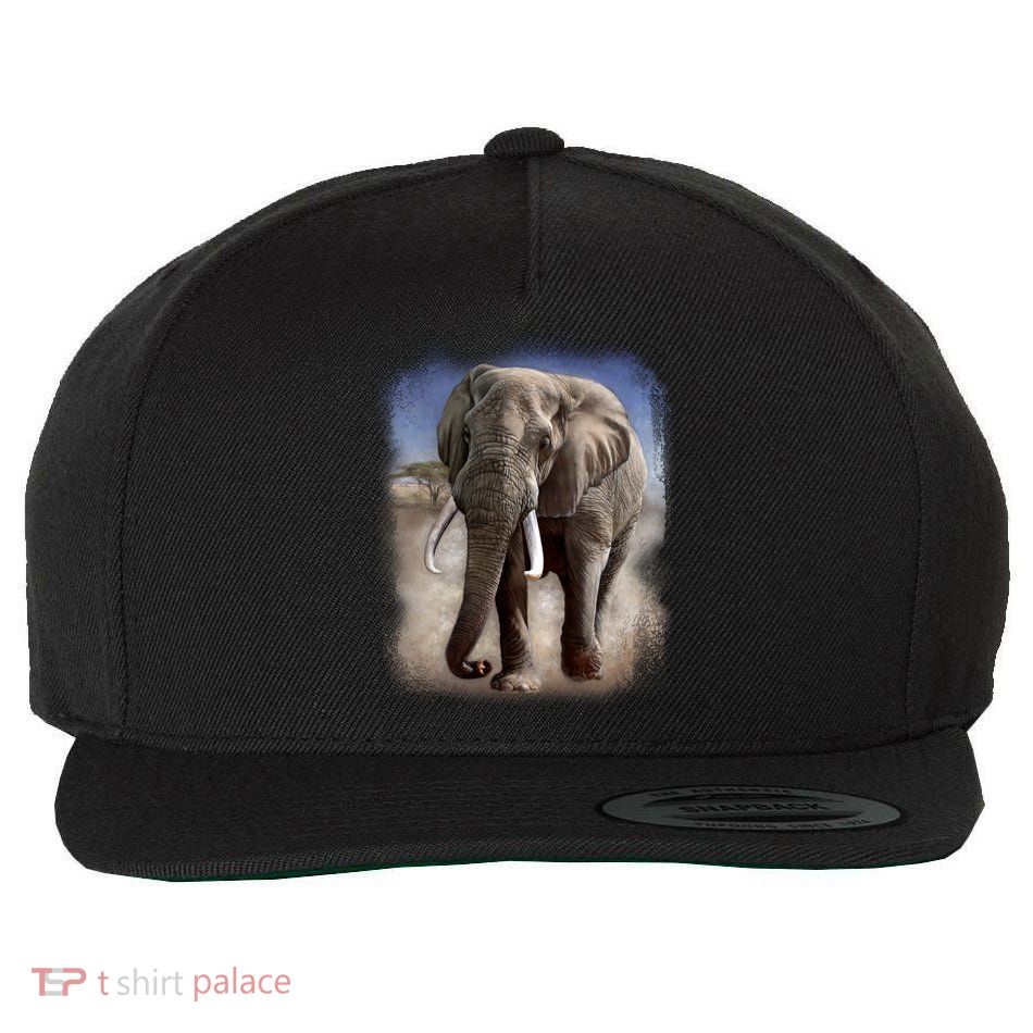 Safari Elephant Wool Snapback Cap