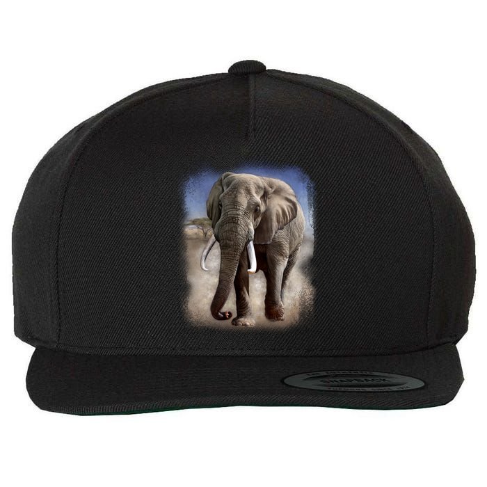 Safari Elephant Wool Snapback Cap
