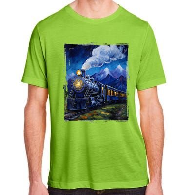 Steam Engine Steam Train Vintage Van Gogh Locomotive Adult ChromaSoft Performance T-Shirt