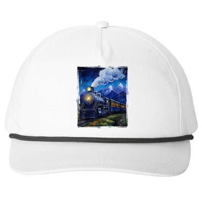 Steam Engine Steam Train Vintage Van Gogh Locomotive Snapback Five-Panel Rope Hat