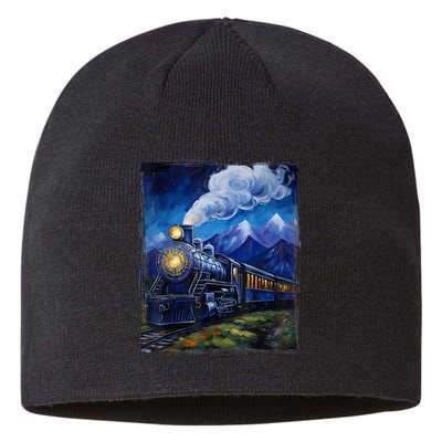 Steam Engine Steam Train Vintage Van Gogh Locomotive Sustainable Beanie