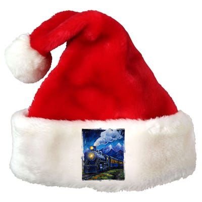 Steam Engine Steam Train Vintage Van Gogh Locomotive Premium Christmas Santa Hat