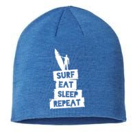 Surf Eat Sleep Repeat Retro Vintage Surfer Sustainable Beanie