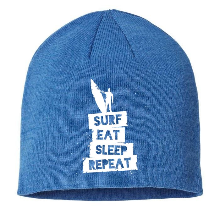 Surf Eat Sleep Repeat Retro Vintage Surfer Sustainable Beanie