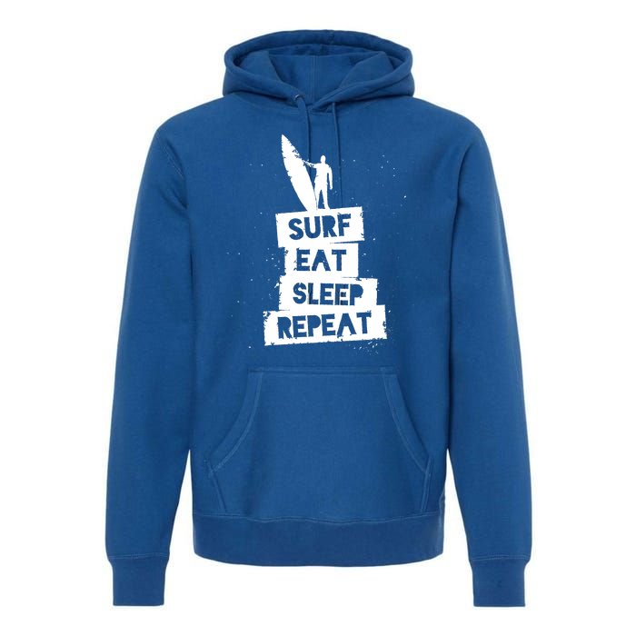 Surf Eat Sleep Repeat Retro Vintage Surfer Premium Hoodie