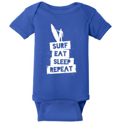 Surf Eat Sleep Repeat Retro Vintage Surfer Baby Bodysuit