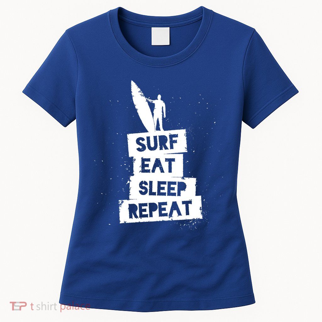 Surf Eat Sleep Repeat Retro Vintage Surfer Womens T-Shirt