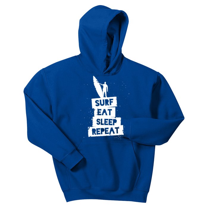 Surf Eat Sleep Repeat Retro Vintage Surfer Kids Hoodie