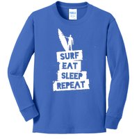 Surf Eat Sleep Repeat Retro Vintage Surfer Kids Long Sleeve Shirt