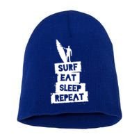 Surf Eat Sleep Repeat Retro Vintage Surfer Short Acrylic Beanie