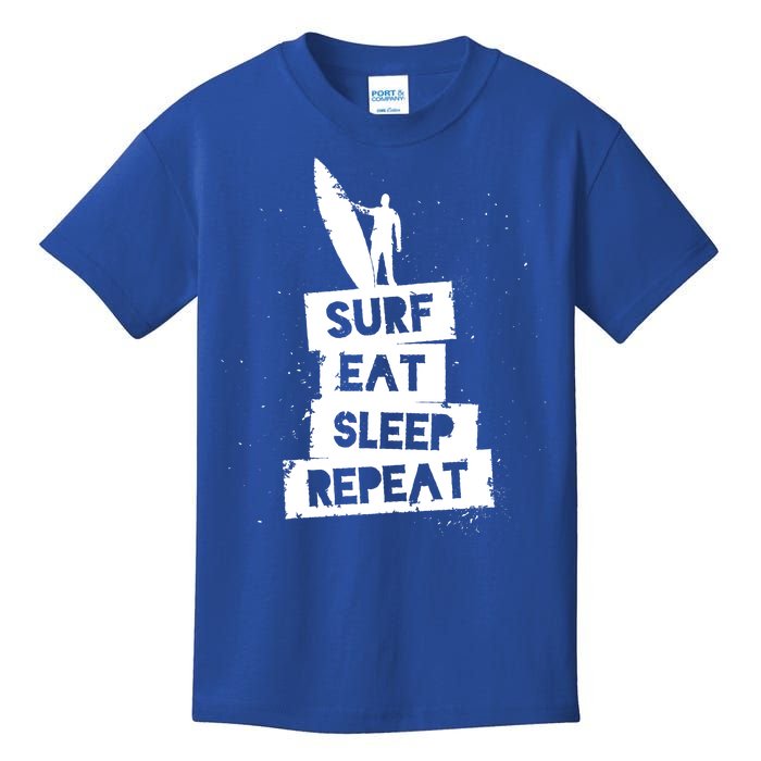 Surf Eat Sleep Repeat Retro Vintage Surfer Kids T-Shirt