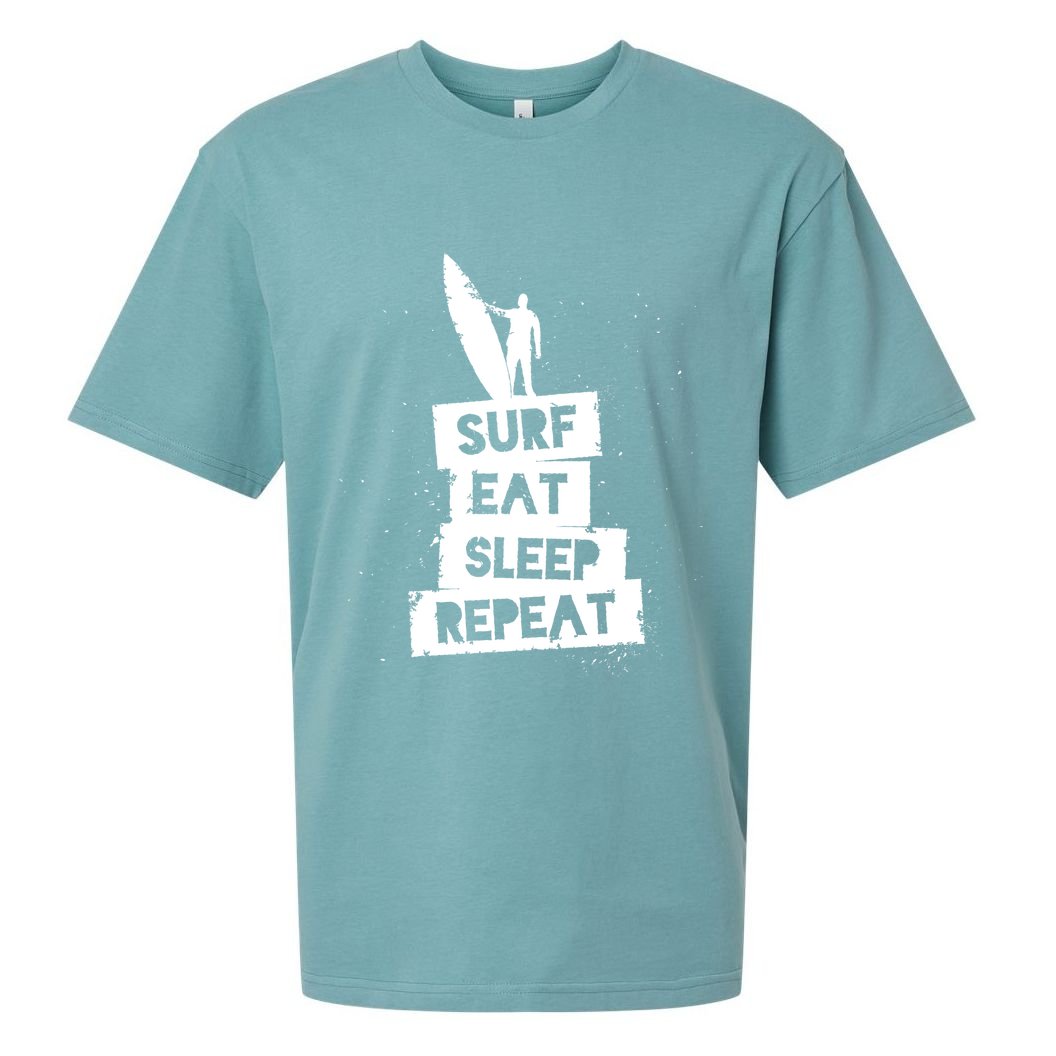 Surf Eat Sleep Repeat Retro Vintage Surfer Sueded Cloud Jersey T-Shirt