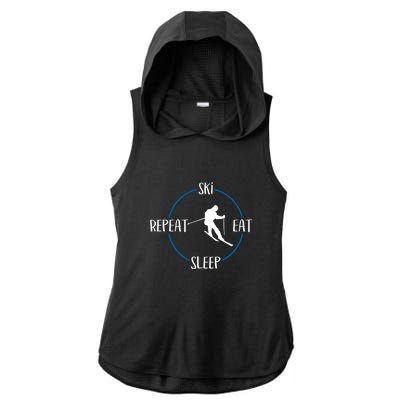 Ski Eat Sleep Repeat And Downhill Skiers Gift For Skiers Ladies PosiCharge Tri-Blend Wicking Draft Hoodie Tank