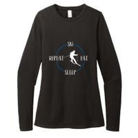 Ski Eat Sleep Repeat And Downhill Skiers Gift For Skiers Womens CVC Long Sleeve Shirt