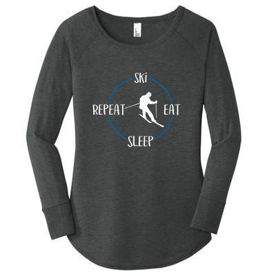 Ski Eat Sleep Repeat And Downhill Skiers Gift For Skiers Women's Perfect Tri Tunic Long Sleeve Shirt