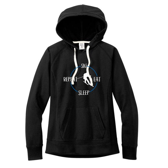 Ski Eat Sleep Repeat And Downhill Skiers Gift For Skiers Women's Fleece Hoodie