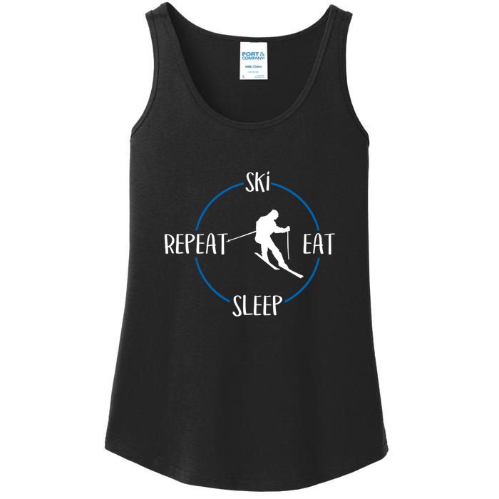 Ski Eat Sleep Repeat And Downhill Skiers Gift For Skiers Ladies Essential Tank