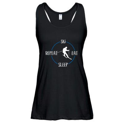 Ski Eat Sleep Repeat And Downhill Skiers Gift For Skiers Ladies Essential Flowy Tank