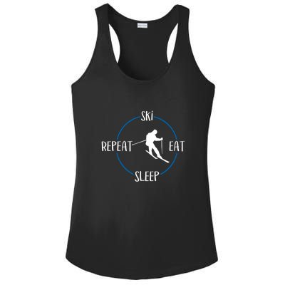 Ski Eat Sleep Repeat And Downhill Skiers Gift For Skiers Ladies PosiCharge Competitor Racerback Tank