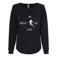 Ski Eat Sleep Repeat And Downhill Skiers Gift For Skiers Womens California Wash Sweatshirt