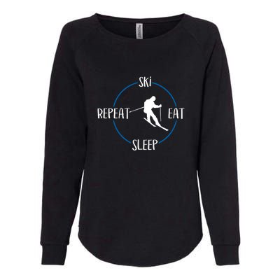 Ski Eat Sleep Repeat And Downhill Skiers Gift For Skiers Womens California Wash Sweatshirt